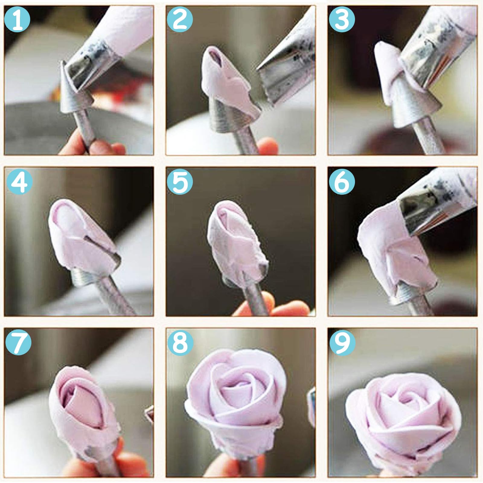 8 Piece Icing Flower Nail Set, 4 Size Cake Decoration Icing Flower Nail and Cup Cake Decoration, 2 Flower Lifters - Image 3
