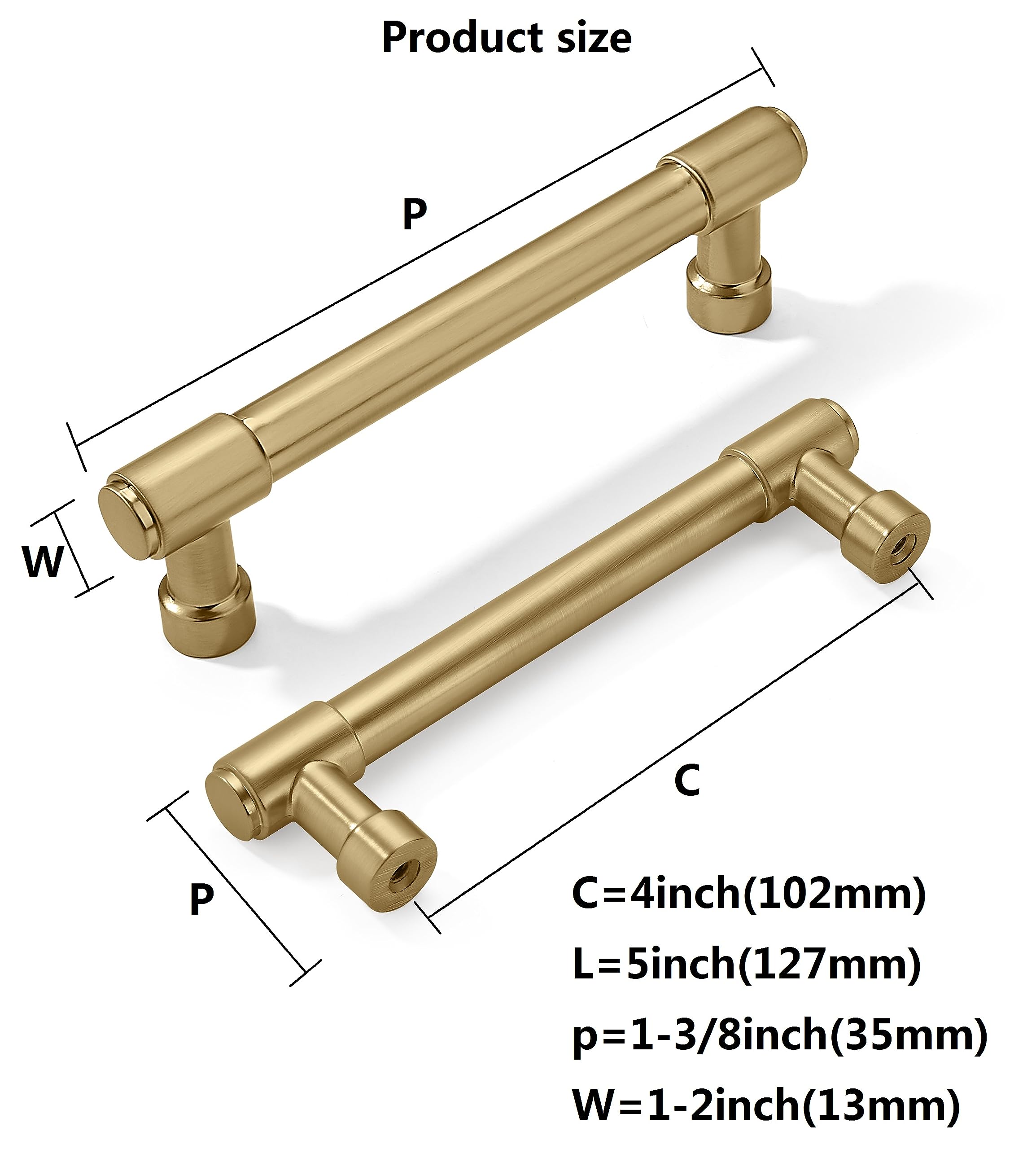 khtumeware 10 Pack 4 Inch(102mm) Champagne Bronze Kitchen Cabinet Handles Warm Brass Cabinet Pulls Gold Kitchen Cabinet Hardware for Cupboard Drawer Pulls Dresser Handle