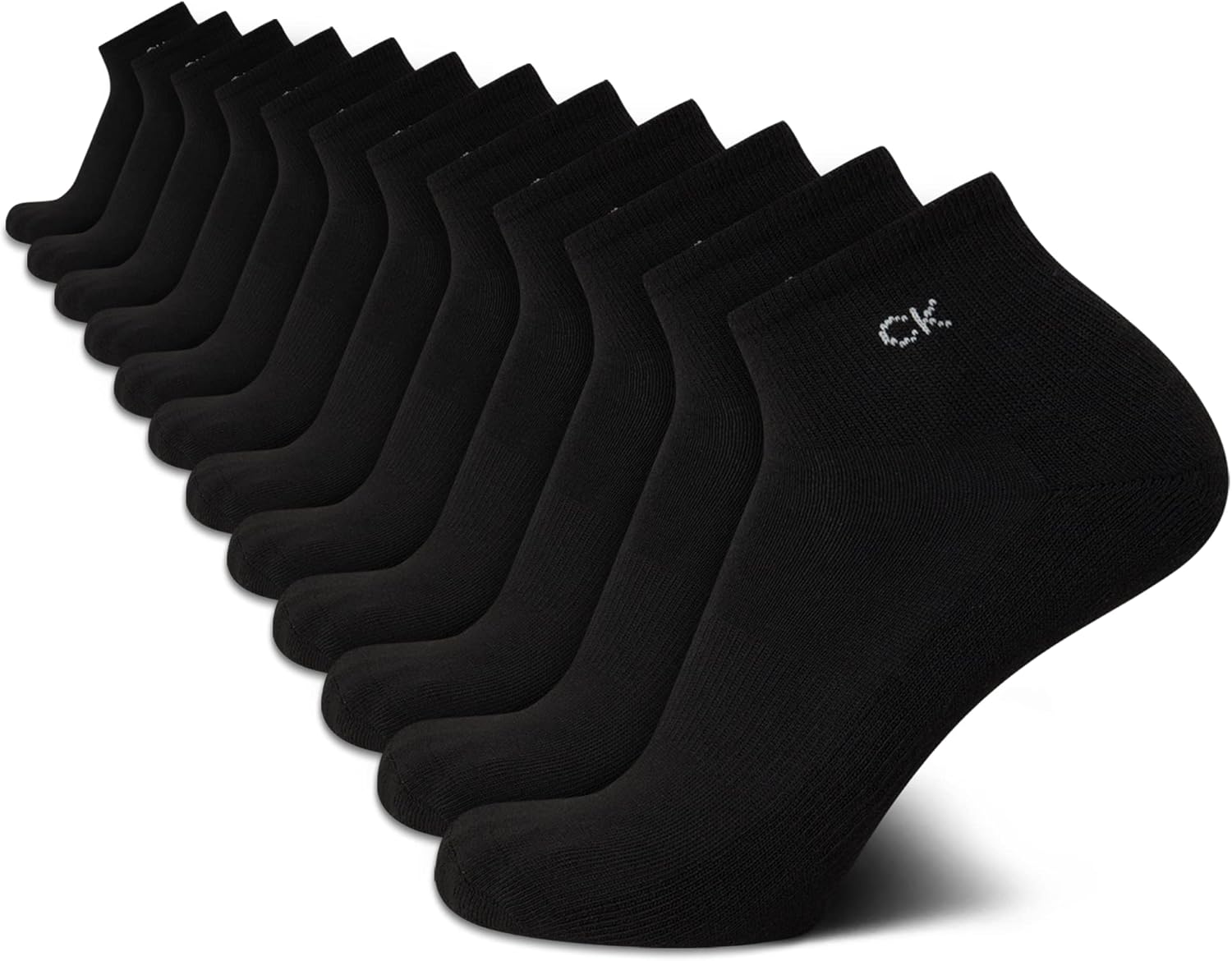 Calvin Klein Mens Quarter Socks - 12 Pack Soft Cushioned Stretch Performance Breathable Quarter Cut Athletic Socks for Men