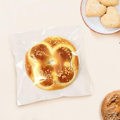 Miniatura 7 de Morepack Bolsas grandes para galletas para regalar, bolsas de celofán autosellantes de 7 x 7 pulgadas, bolsas de celofán resellables transparentes