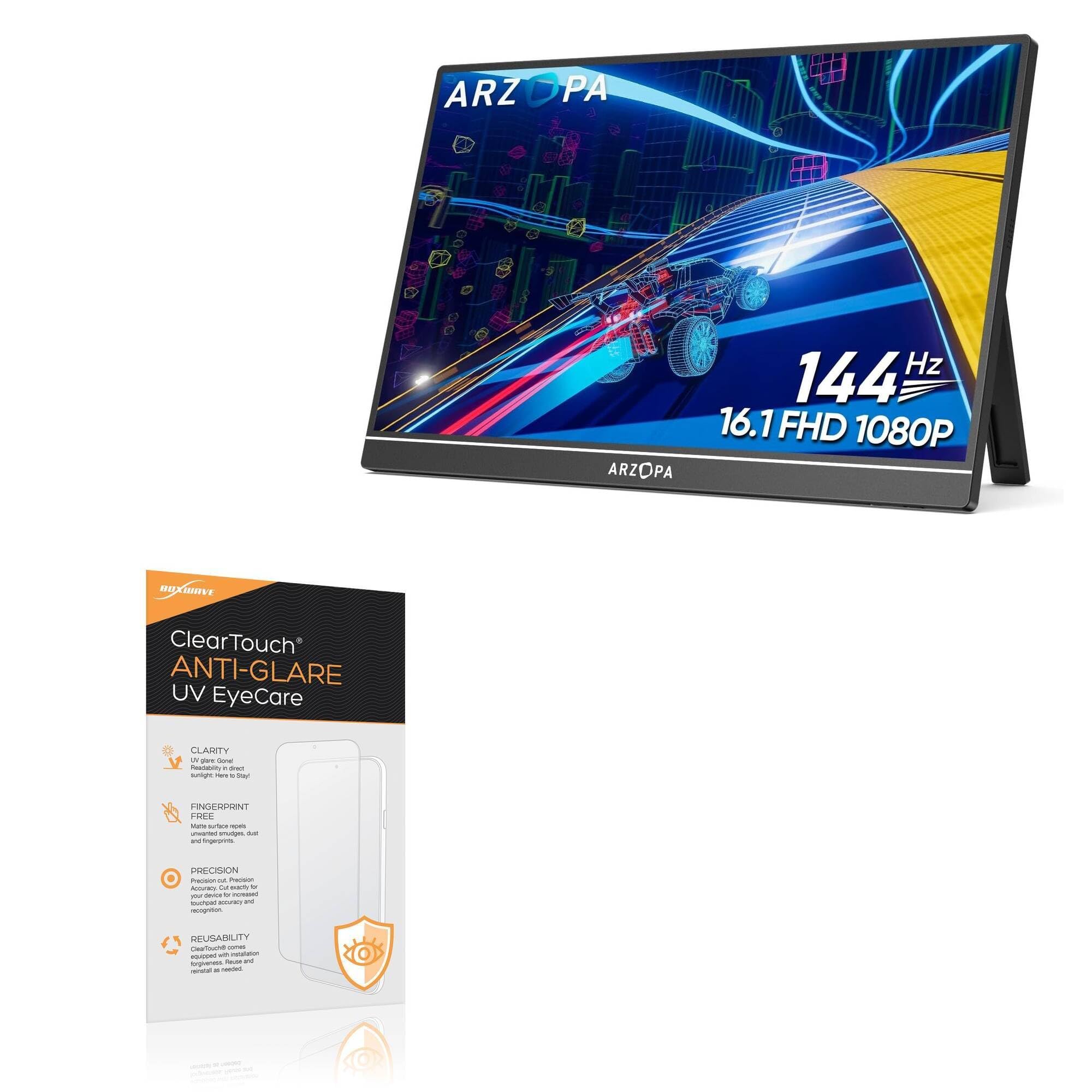 BoxWave Screen Protector Compatible with ARZOPA Z1FC Portable Gaming Monitor (16.1 in) - ClearTouch Anti-Glare Anti-UV EyeCare (2-Pack), Filters Out Harmful Blue Light Reduce Fatigue
