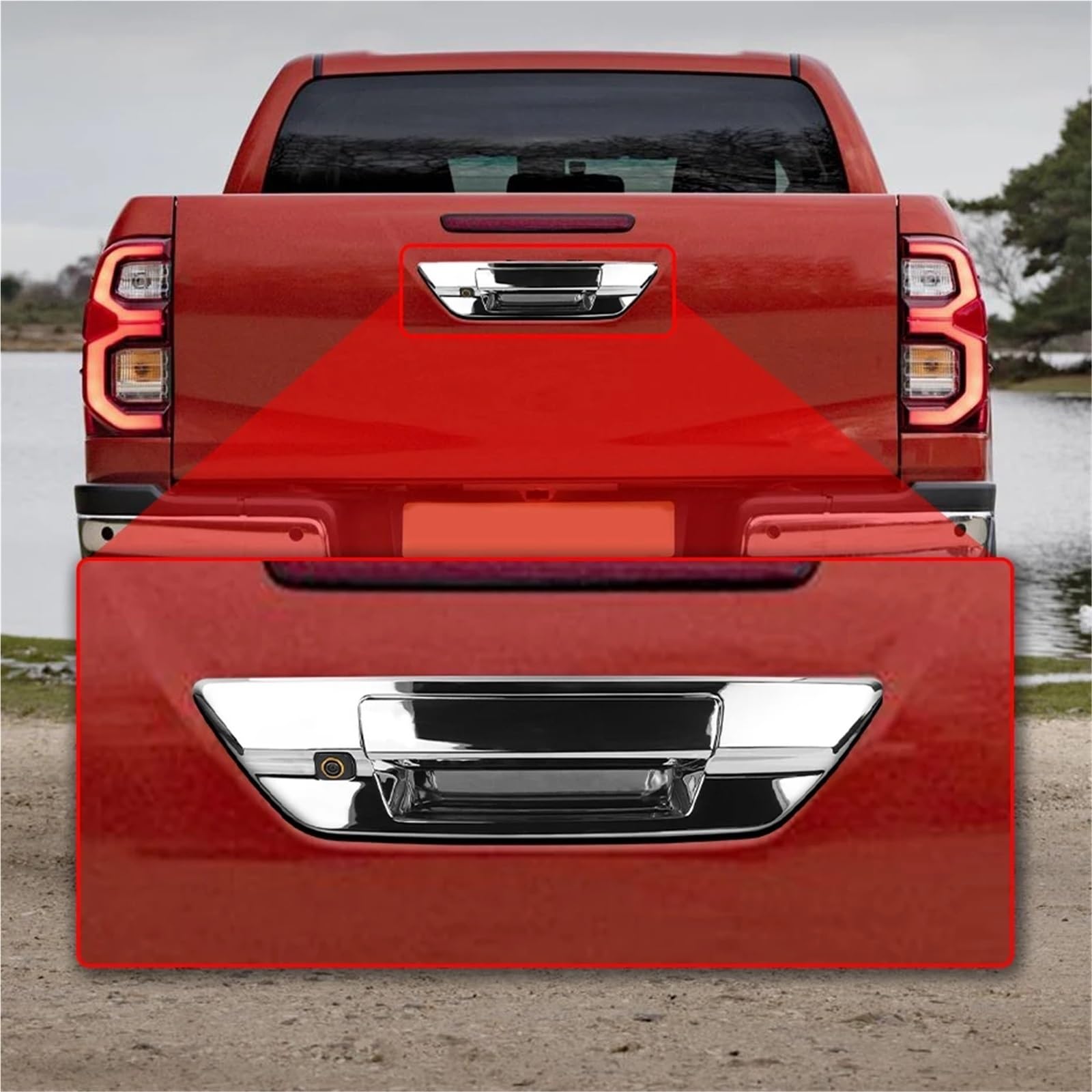 cámara de Marcha atrás para Coche para Vista Trasera HD AHD1080P de 170° para camioneta, cámara para Toyota, para Hilux, para revo 2015-2021(Key-GTD-CVBS Track)