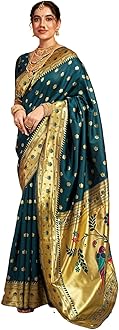 Sponsored Ad - Women's Silk Paithani Jacquard Weaving Saree with Unstitched Blouse Piece