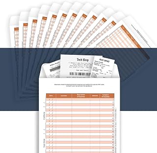 12 Set Receipts Organizer & Expense Envelope, Business Expense Tracker, Business Expense Record Auto Mileage Log Organizer Envelope (Orange)