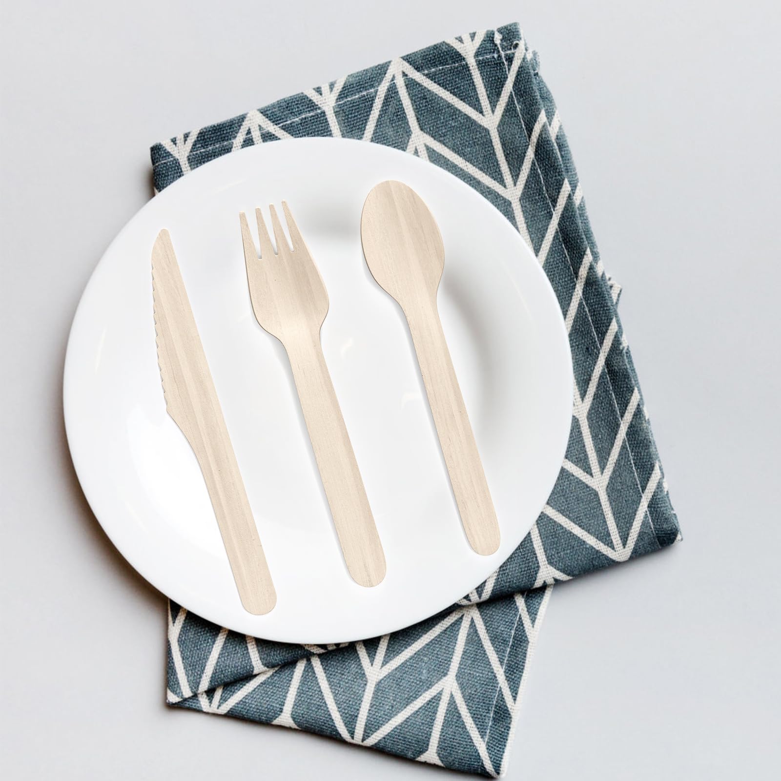 150 Couverts Jetables En Bois écologique - Cuillères, Fourchettes, Couteaux - Biodégradable Et Compostable