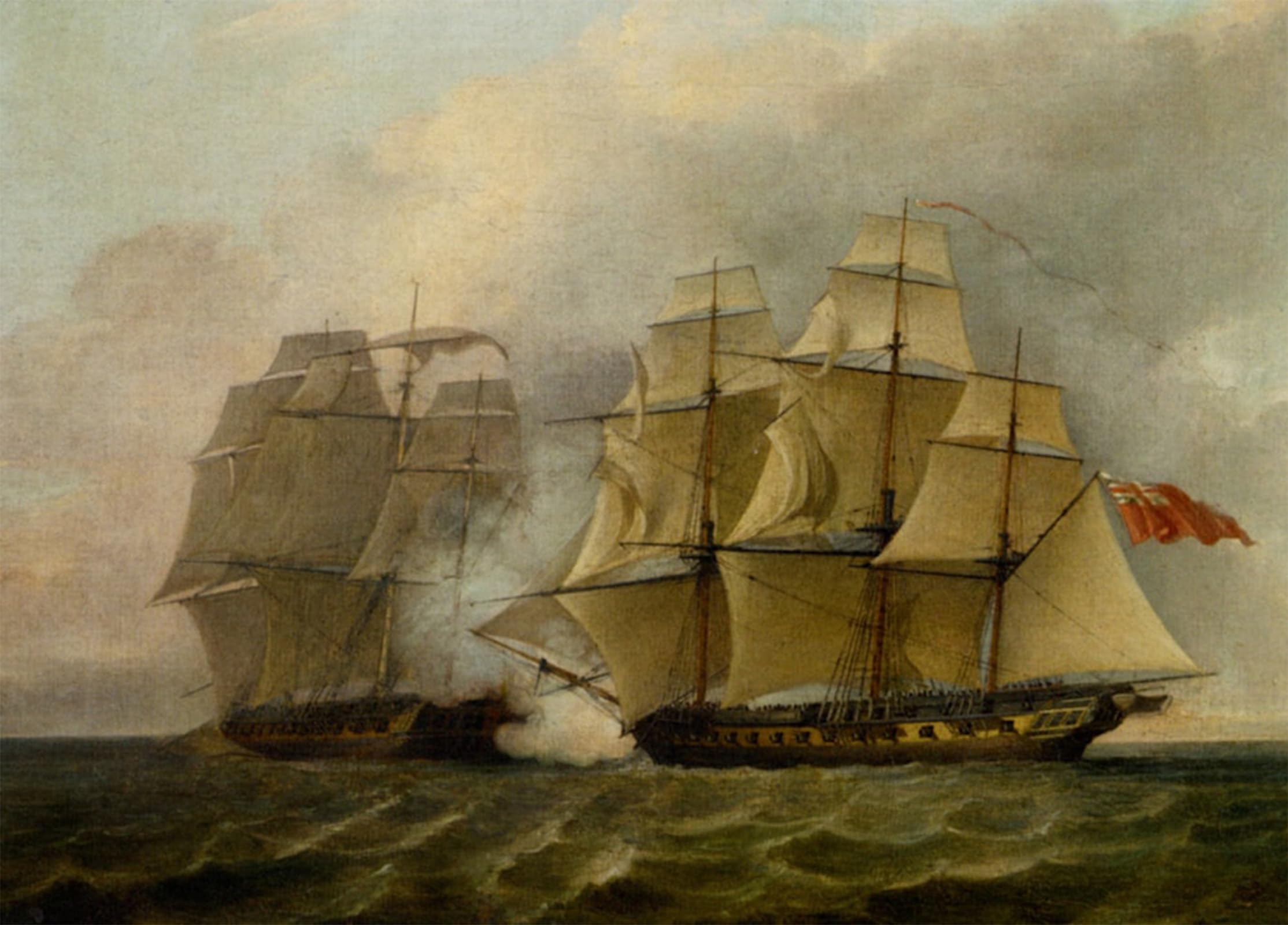 POSTERIIk Famous Modern Artwork Art Mural the Battle Between Chesapeake and the Shannon by Charles Brooking Oil Paintings Pictures for Home Decor 60x90cm
