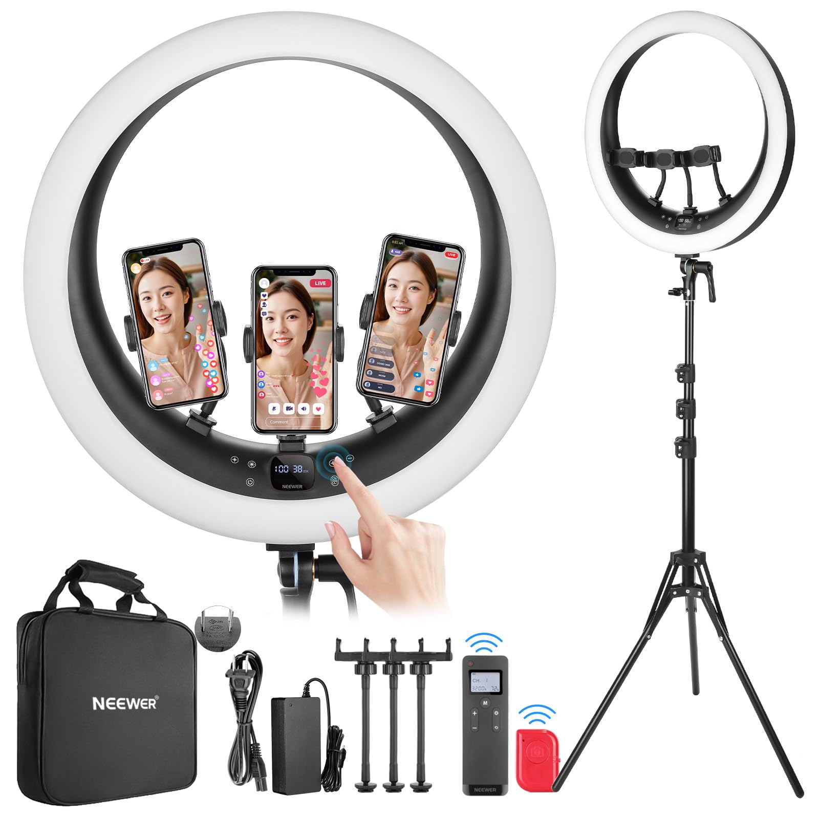 Amazon | NEEWER 19インチ LEDリングライト 女優ライト タッチパネル