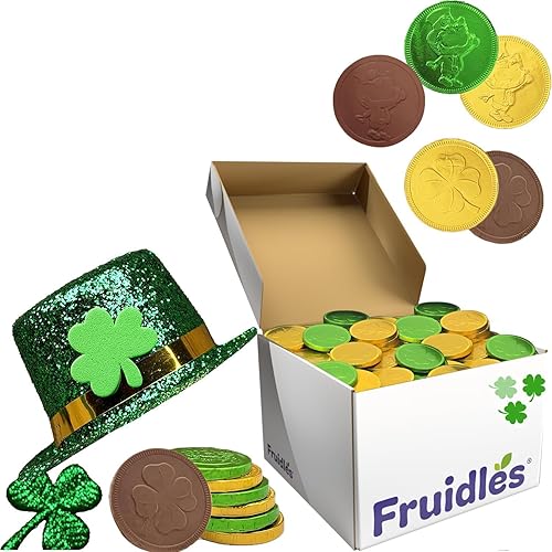 Miniatura 3 de Monedas de chocolate del día de San Patricio, monedas doradas y verdes, monedas de chocolate con leche belga sin nueces (paquete de 500 unidades al