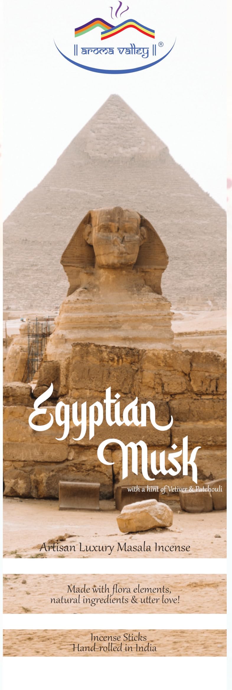 Egyptian Musk Incense Sticks - Artisan Luxury Masala Incense - Mesmerizing Scent of red Egyptian Musk with hints of Vetiver and Patchouli - Handrolled 30 Sticks