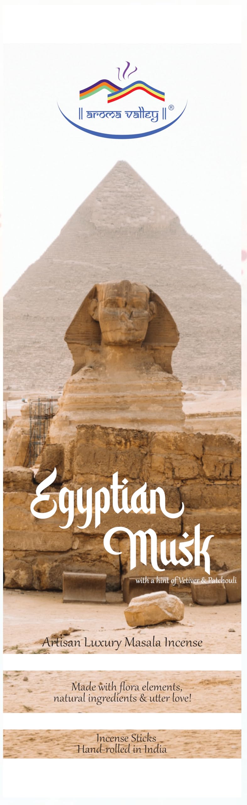 Aroma Valley Egyptian Musk Incense Sticks - Artisan Luxury Masala Incense - Mesmerizing Scent of red Egyptian Musk with hints of Vetiver and Patchouli - Handrolled 30 Sticks