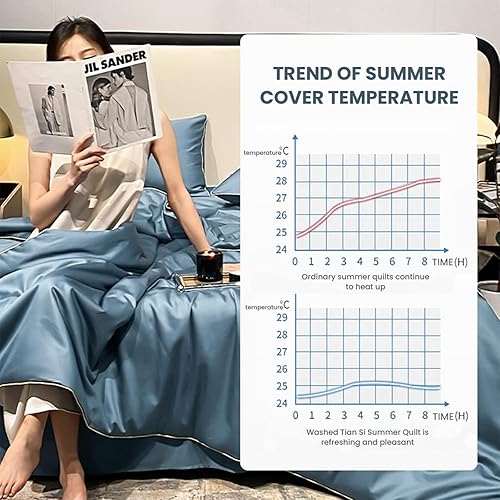 Miniatura 7 de Edredón de seda de hielo simple de verano, de seda de hielo fresca de alta calidad, lavable de seda de hielo, manta de edredón simple con aire