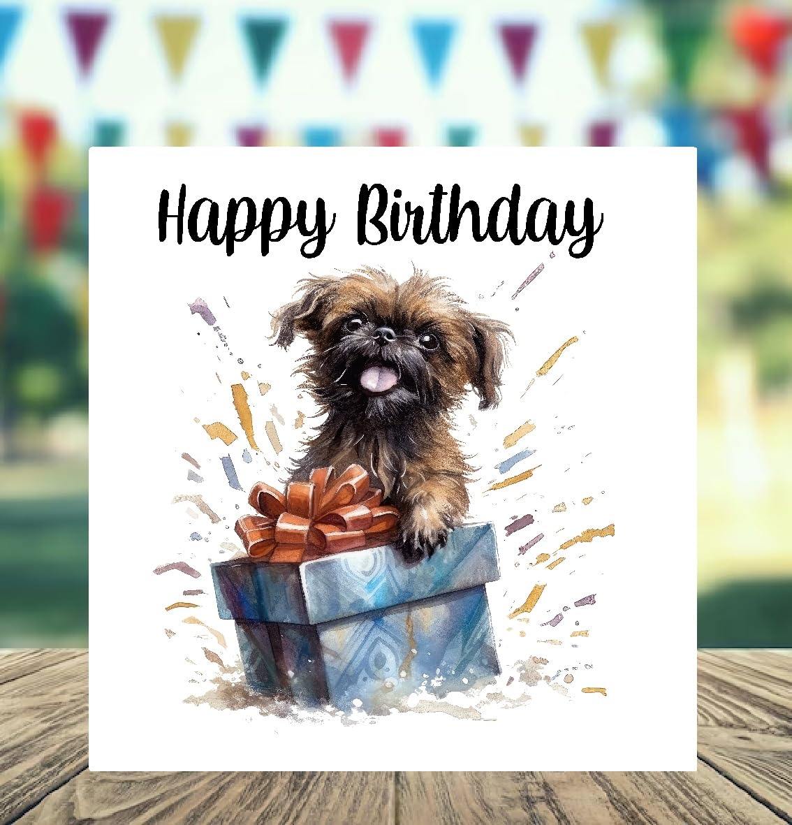 StarprintBrussels Griffon Dog 6"x 6" Birthday Card Gifts and Designs. Space for your own message inside. Can be personalised - with Matching Envelope