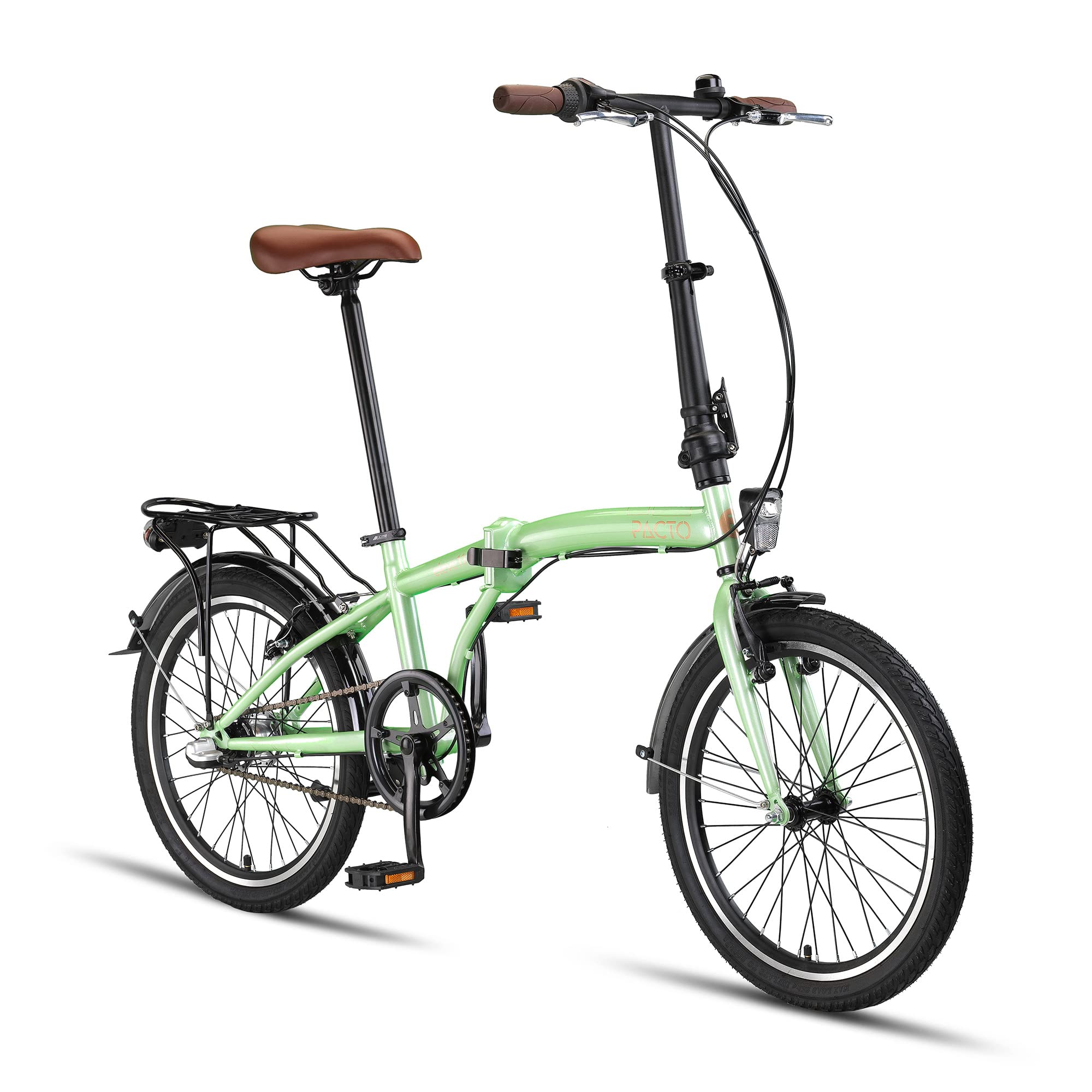 PACTO ELEVEN Bicicletta pieghevole di alta qualità 27 cm, telaio in acciaio, Nexus 3 velocità, bici da città pieghevole, facile da piegare in 10 secondi, bicicletta pieghevole a V-brake (menta)