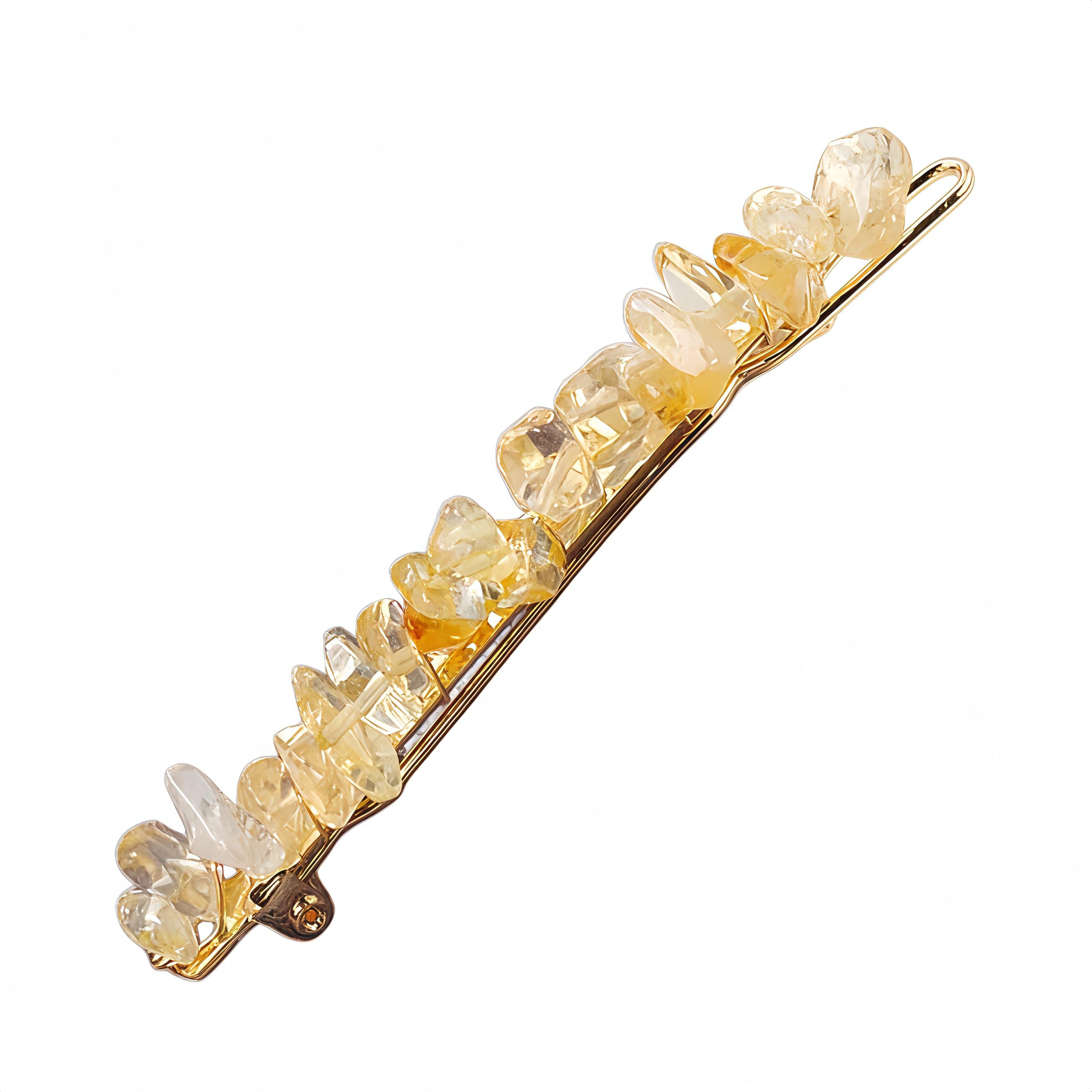 Barrette en citrine naturelle de 6 cm en cristaux véritables style chic