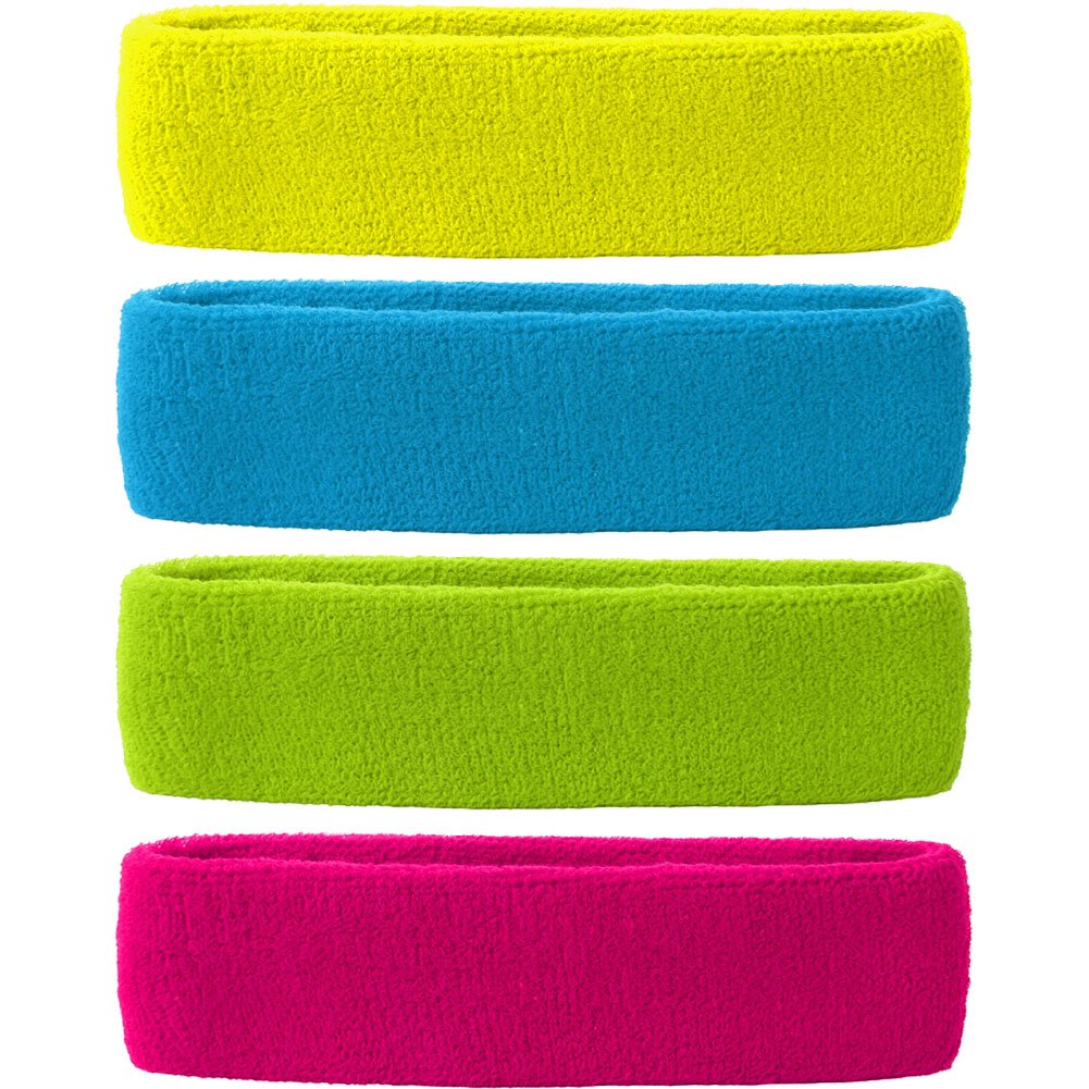 N'joy MAKLULU Double Terry Headbands for Sports & Outdoors, Moisture Sweat Wicking with 2 ply 100% Cotton Surface, 4PCS Colorful Pack