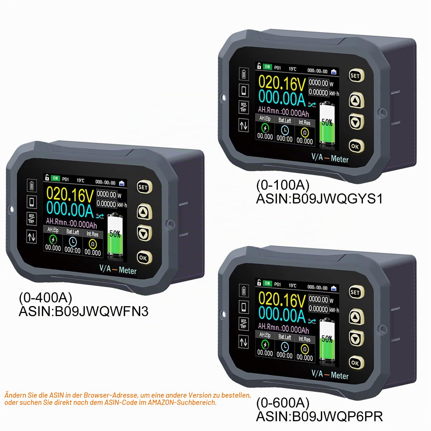Drahtloser Batteriewächter – Mutifunction 0–120 V Batteriespannung/Coulomb/Amperemeter/Strommesser, mit mobiler Bluetooth-Steuerung für Caravan RV Eisen-Li-Batterie (0-400A)