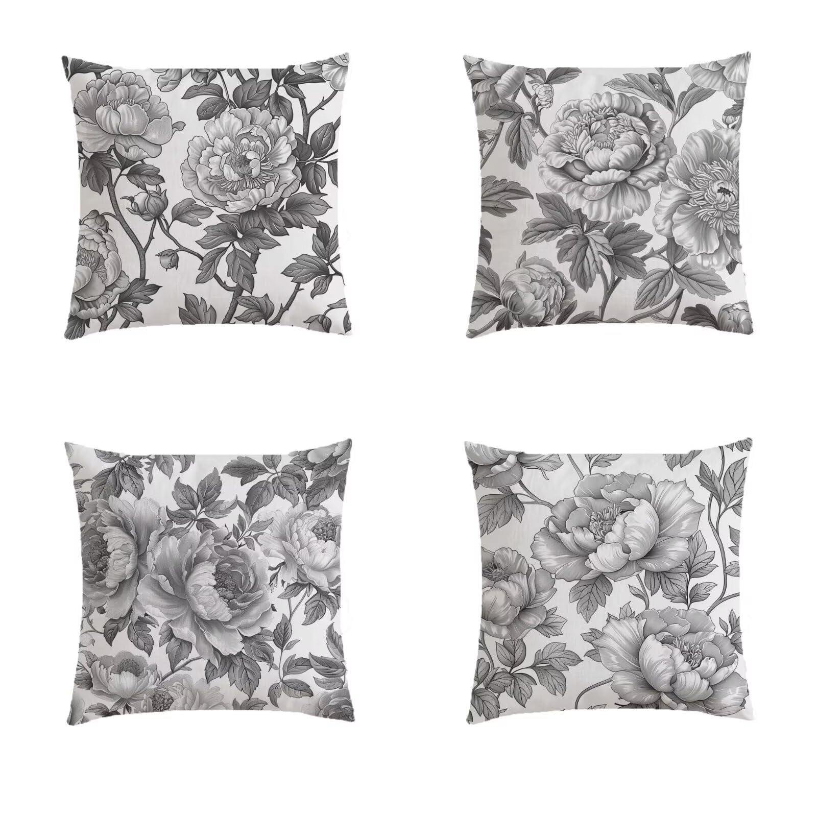 Housse coussin 80x80cm gris imperméable pour jardin lot de 4