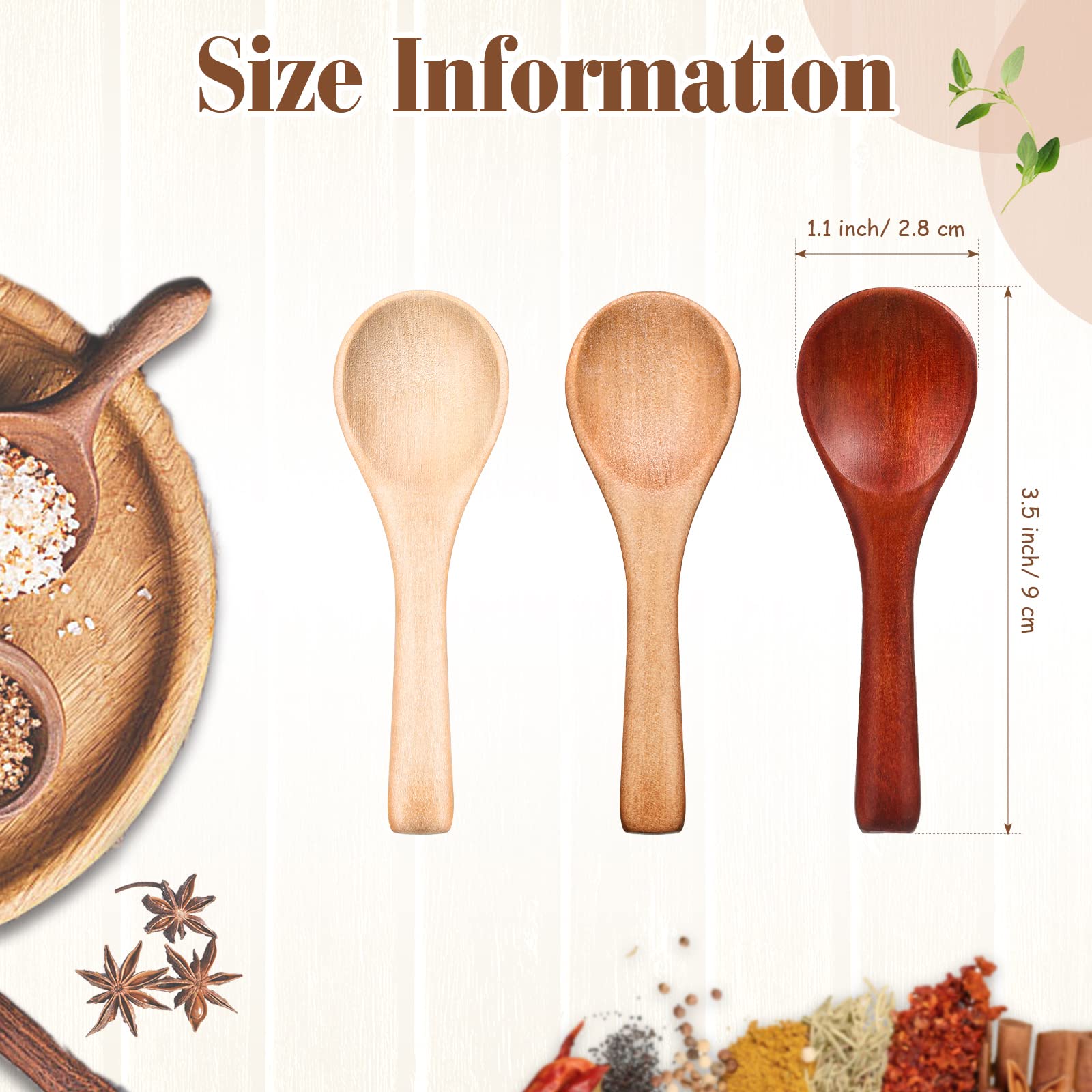 Mini Cucchiai In Legno 8x3 Cm – Set Per Condimenti E Spezie – Cucina Casa
