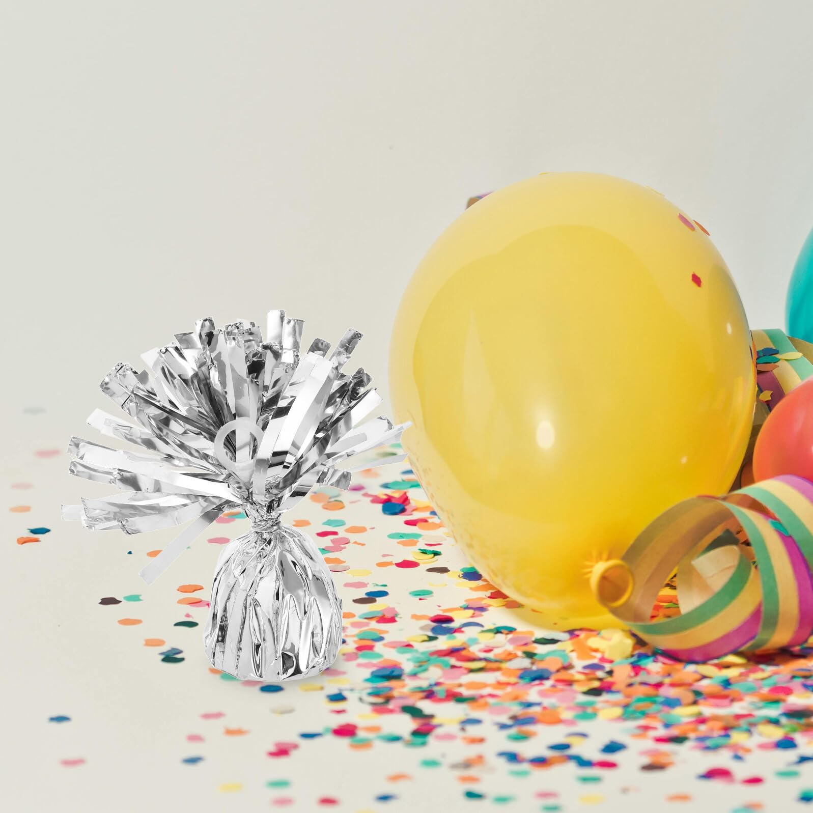 6 Stück Ballongewichte aus Pet und Zement Silber für Ballons mit Elegantem Design zur Langfristigen Nutzung Partys und Festivals