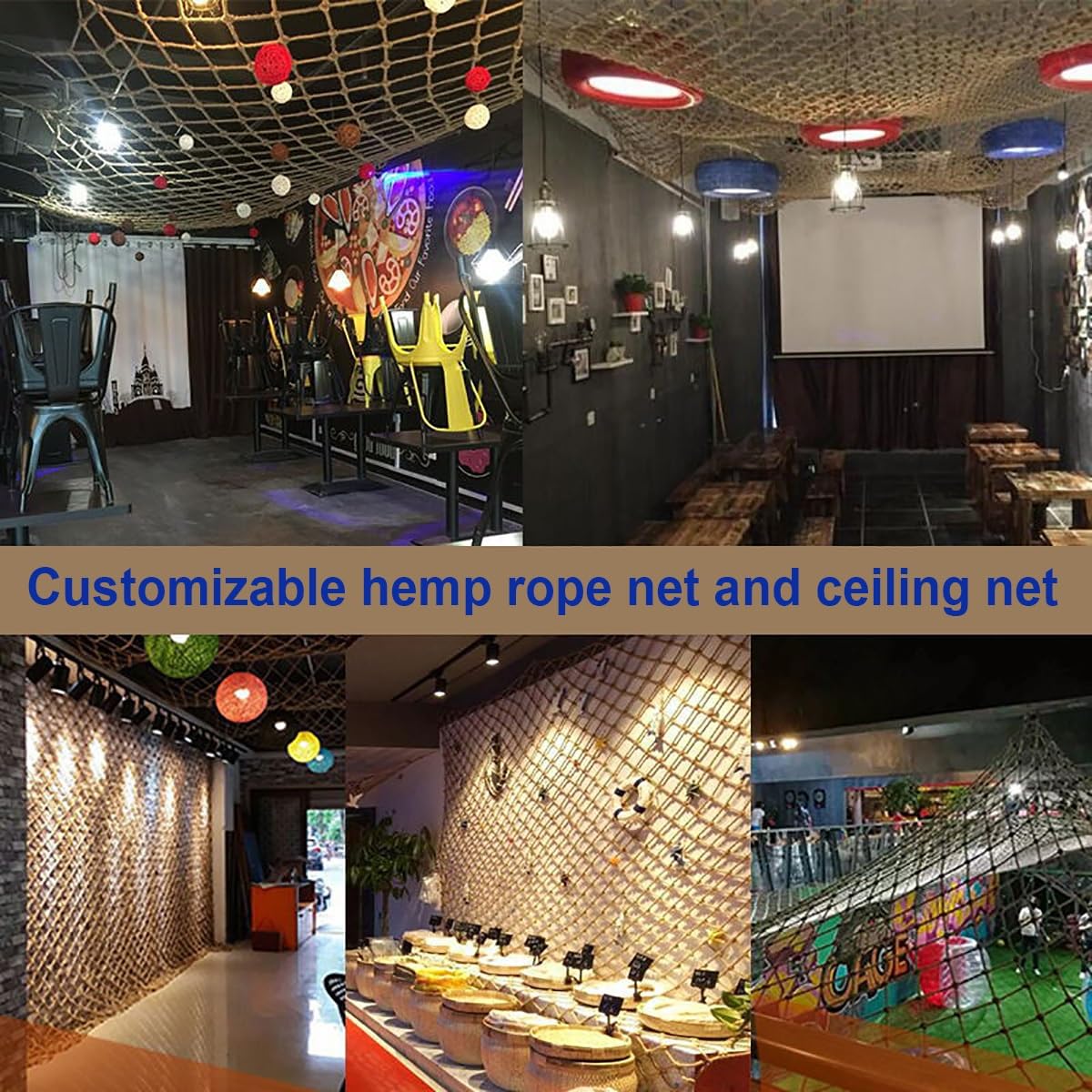 Rete di supporto in iuta resistente, per piante rampicanti, biodegradabile, multi-filo, corda intrecciata personalizzabile (2 x 2 m, 10 mm)