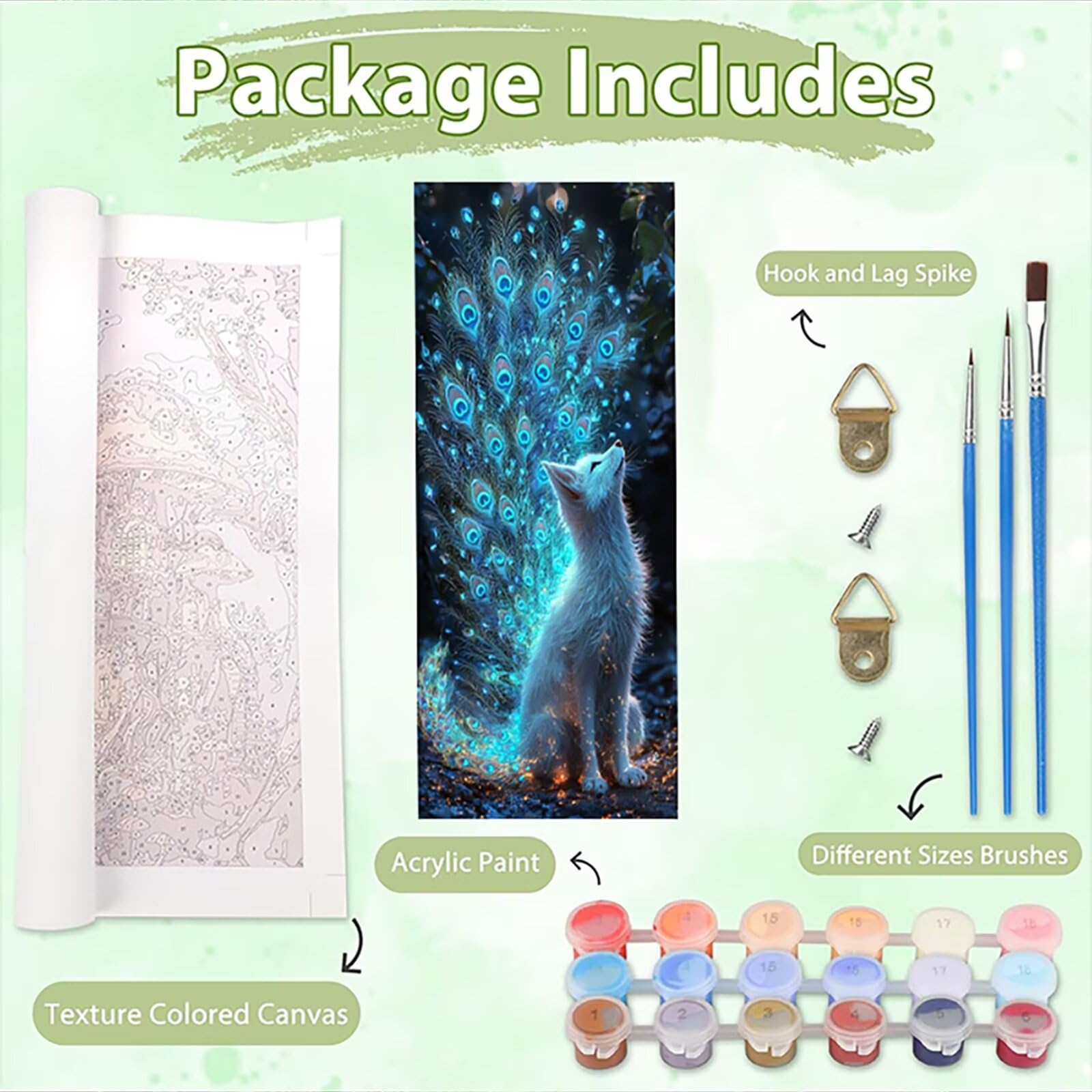 Malen Nach Zahlen 50x150cm Leinwand Tierhaar Malen Nach Zahlen Erwachsene mit Ohne Rahmen, DIY Kreativ Set für Erwachsene mit Pinseln und Acrylfarbe, Zimmer Deko Fuchs Landschaft Geschenk, P0M-665