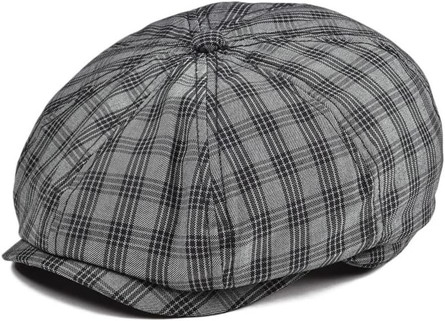 Newsboy Cap Men Women Breathable Flat Caps Plaid Fabric Cabbies Hat Beret