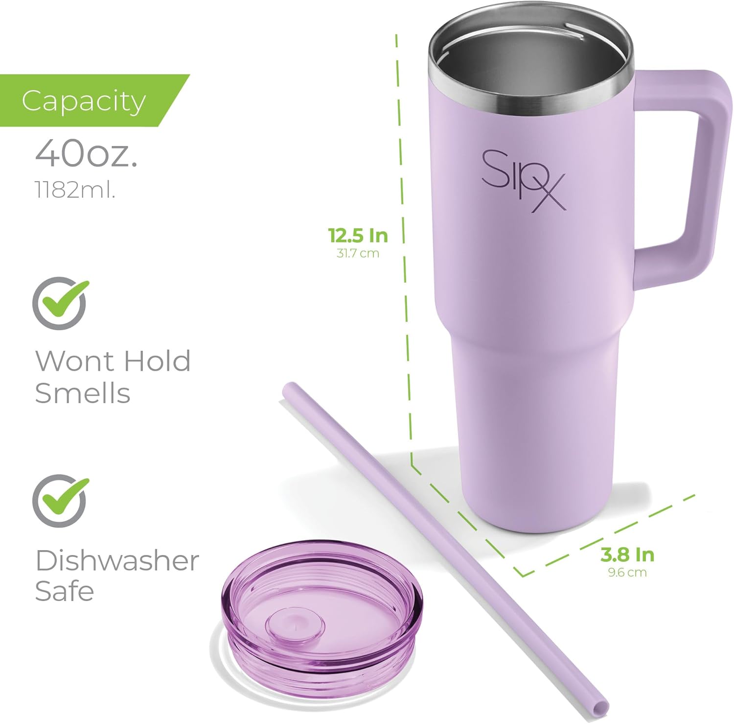 SIPX™ 40 oz Insulated Tumbler with Handle & Straw – Vacuum Insulated Stainless Steel, Leakproof, Cupholder Friendly – Perfect for Iced Coffee, Water & Travel – Purple - Image 6
