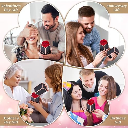 Miniatura 3 de WOKEISE Regalos de cumpleaños para mujeres, flores para entrega, rosa real preservada en una caja, ramo de flores frescas, regalos de rosas rojas de