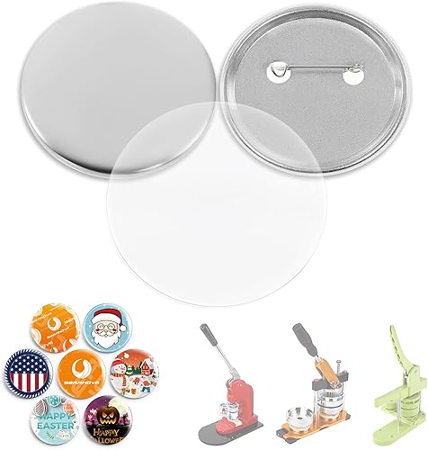 BEAMNOVA 100 juegos de suministros de botones de metal en blanco de 2.283 in 2.28 pulgadas (aproximadamente 2-14 pulgadas) para máquina de hacer