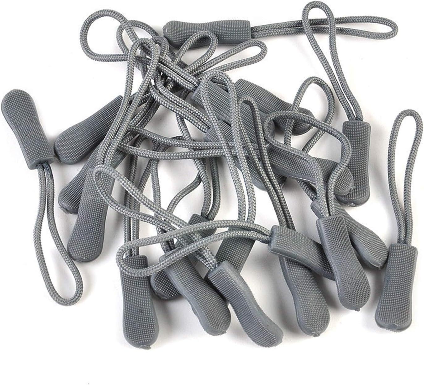 Zipper Pull, 10pcs Replacement Backpack Clothes Zip Cord Puller Slider Travel Kit(Grey)