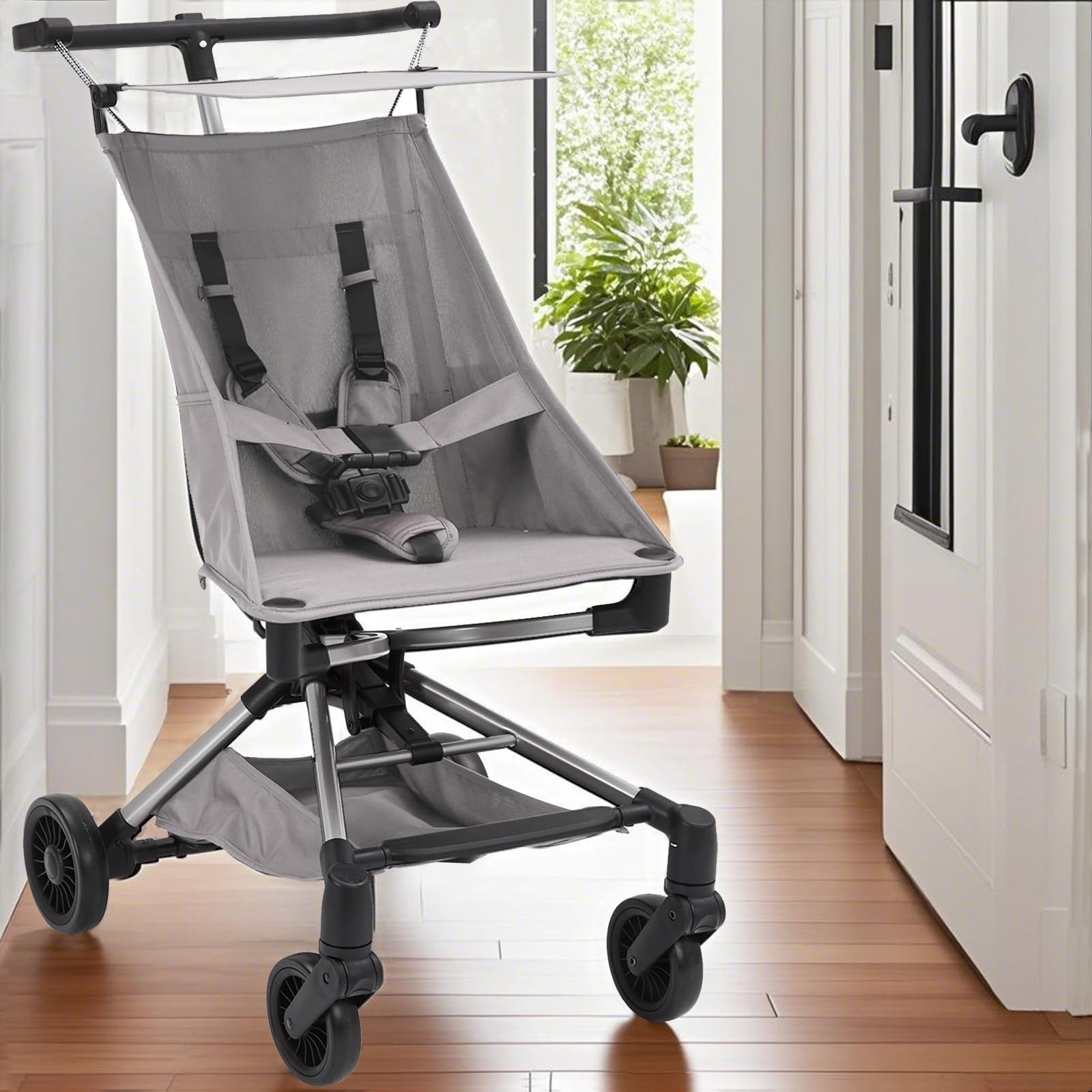Garvee Poussette Canne Ultra Légère - Poussette Bébé Compacte <10 LBS Pour Avion Avec Sac De Transport, Pliable à Une Main, Canopée Réglable, Roues 360°, Harnais 3 Points, Poussette Voyage 6-36 Mois