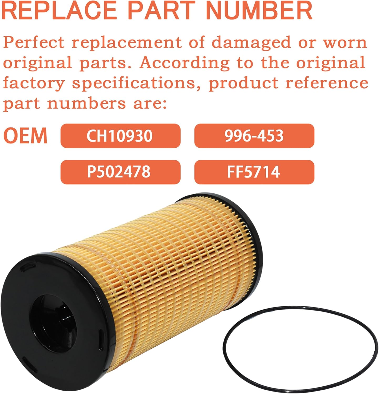 CH10930 Fuel Filter with O-ring Compatible with Perkins Engine FGA06-FGA19 2306TAG1 2306TAG2 2306TAG3 2806TAG1 2806TAG2 2806TAG3 etc, Replaces# 996-453 P502478 FF5714 CH10930