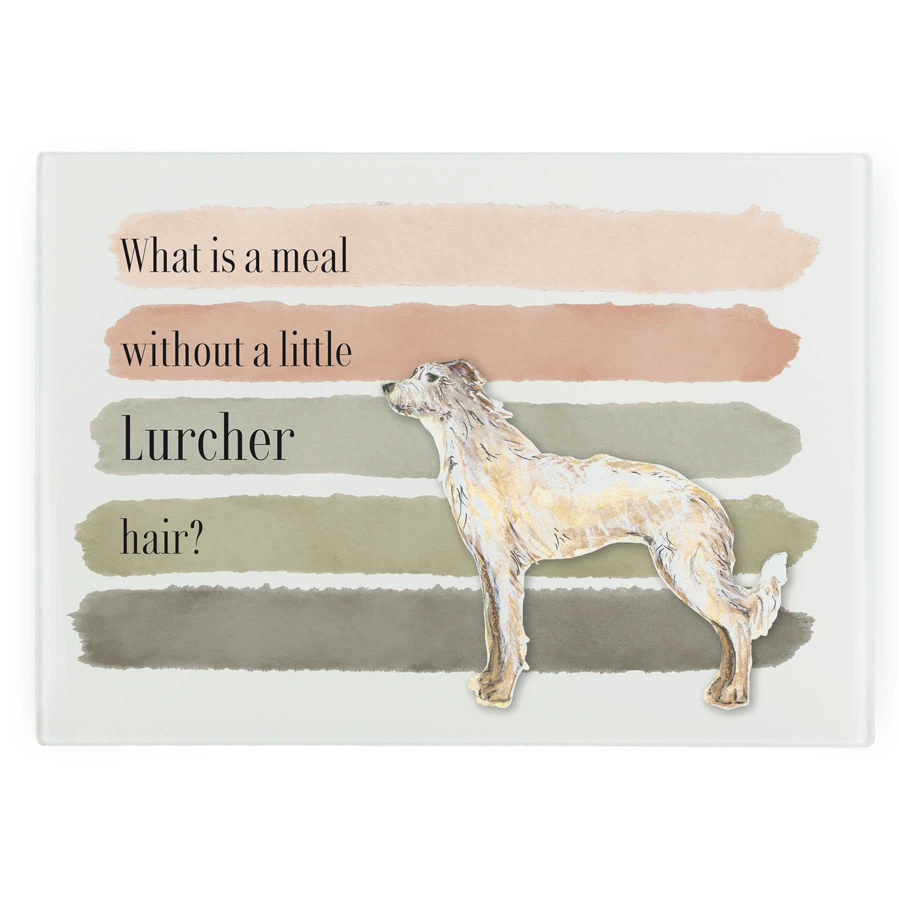 Lurcher Large Rectangular Glass Worktop Protector - Dogs Themed Humourous Gifts - Smooth Board Kitchen Chopping/Cutting Board Worktop Saver with Non-Slip Feet 39cm x 28.5cm (15" x 11")