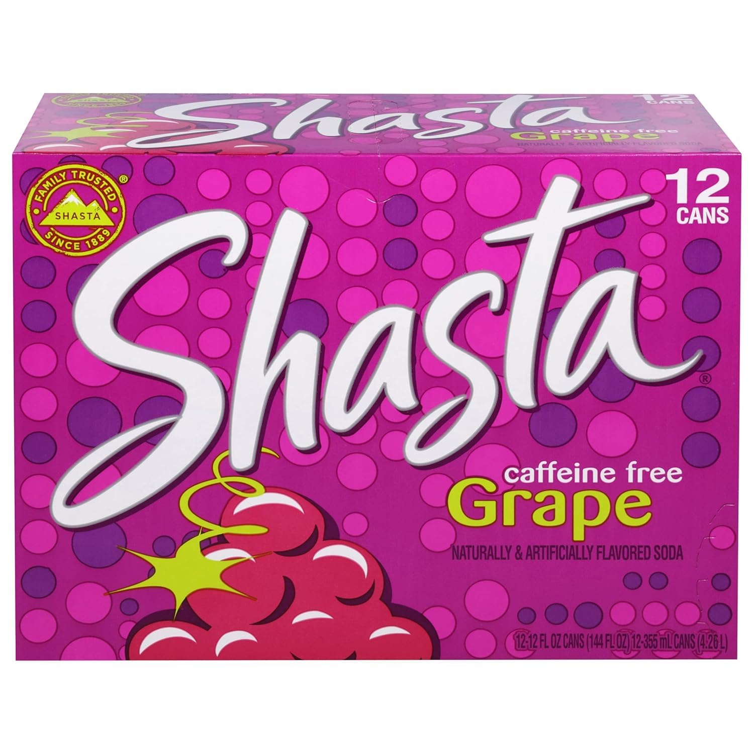 Shasta Caffeine Free Grape Flavored Soda, 12 Cans (12 fl oz each)