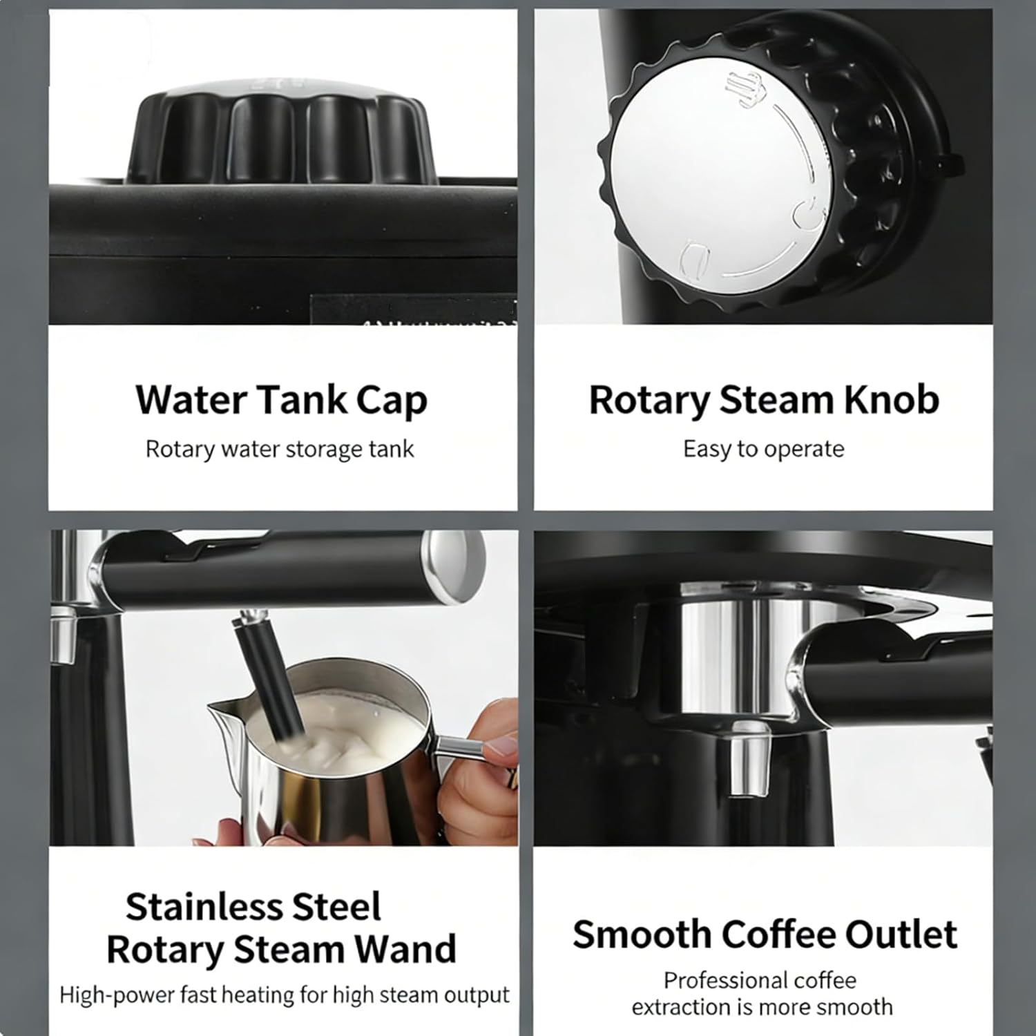 Semi-Auto Espresso Machine with Milk Frother & Coffee Maker, 900W 3.5 Bar Pump, Auto Pressure Relief, Removable Drip Tray, Coffee Machine for Latte Cappuccino
