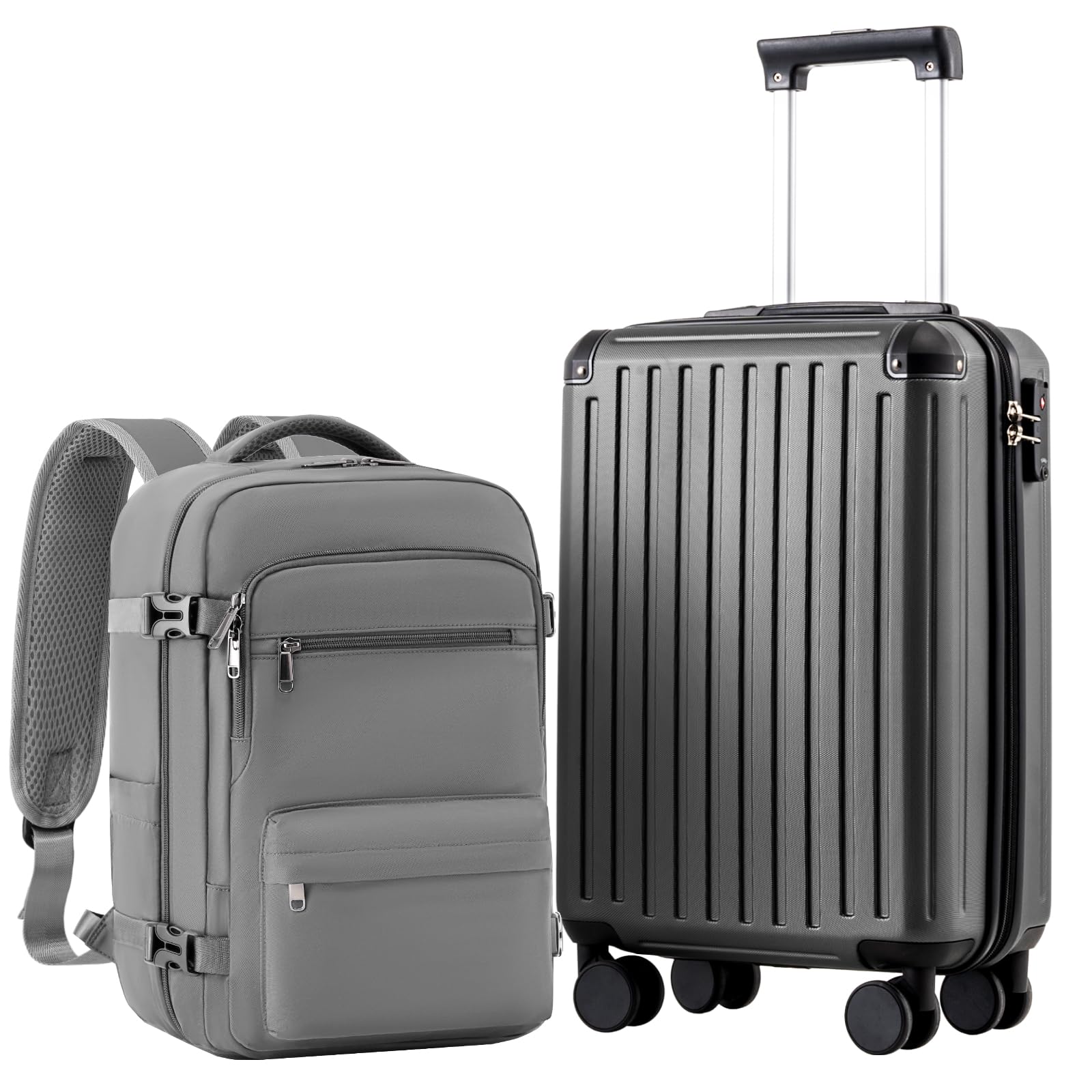 COOLIFE Kabinenkoffer 55X35X20cm für Ryanair Flugzeug Handgepäck Kabinengepäck Hartschalenkoffer mit TSA-Schloss und 4 Zwillingsrollen 2 Jahre Garantie