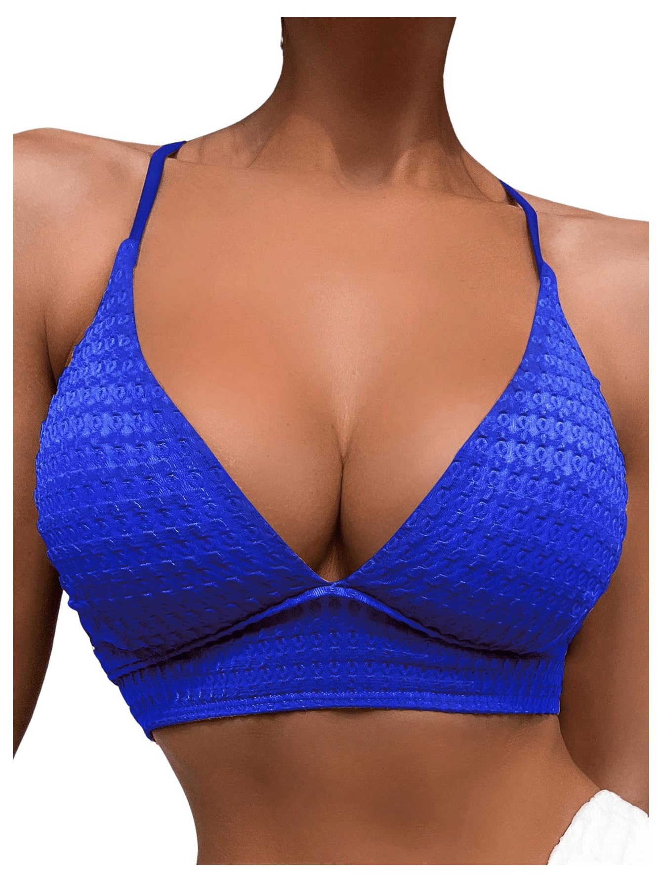 SOLY HUX Women's Criss Cross Lace Up Back Bikini Top Swimsuit Bathing Suit Tops