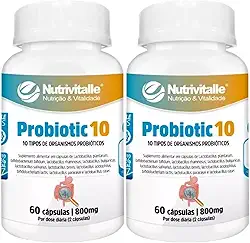 Probiotic 10 800 mg 60 Cápsulas Nutrivitalle Kit 2 Unidades