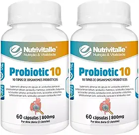 Probiotic 10 800 mg 60 Cápsulas Nutrivitalle Kit 2 Unidades