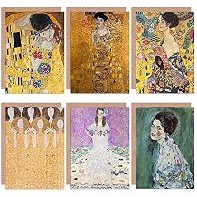 Artery8 Gustav Klimt Portrait Lady Fan Kiss Adele Bloch Bauer Fine Art Greeting Card Pack of 6
