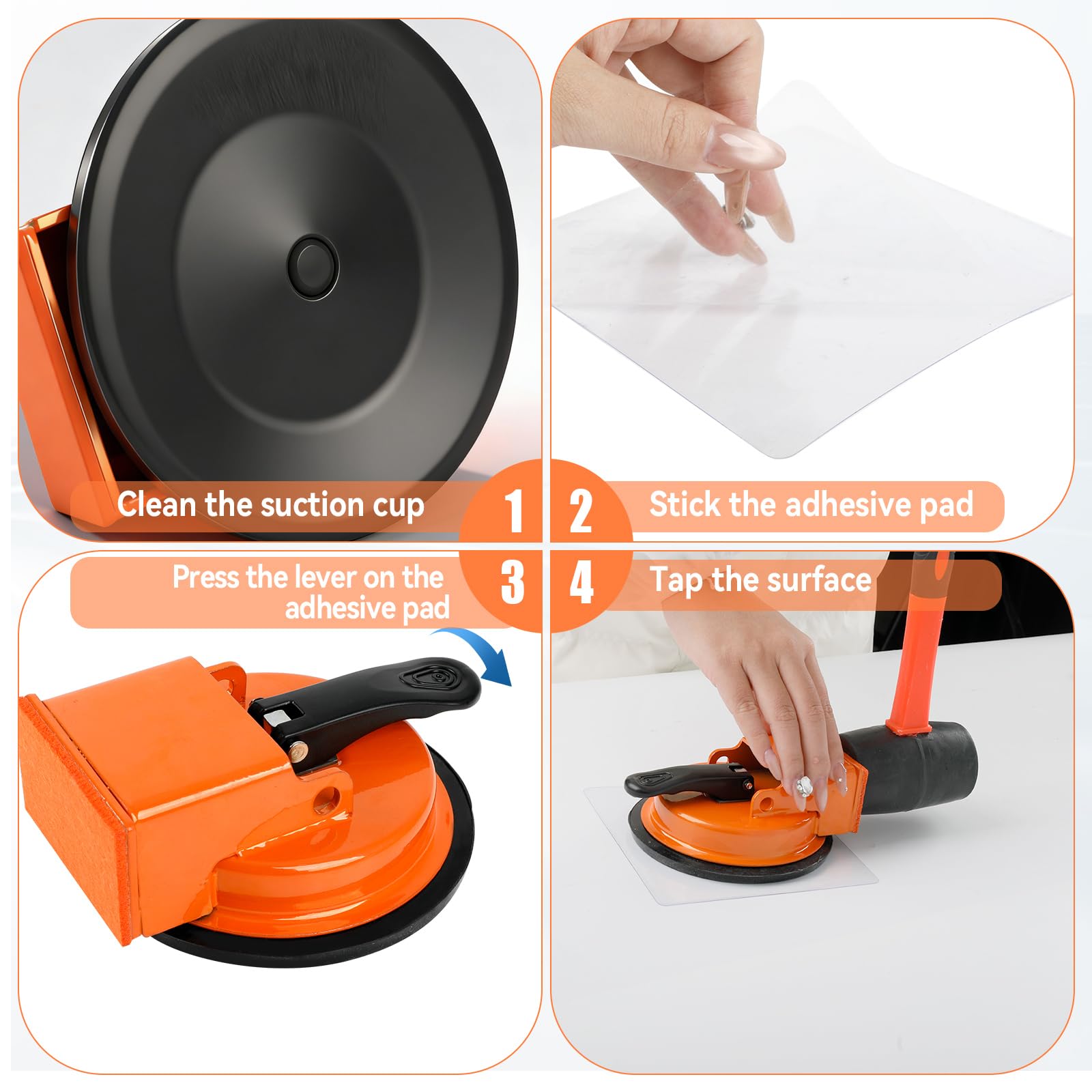 Fixateur d'espace au sol pour sols stratifiés, ventouse avec maillet en caoutchouc, kit de pose stratifié avec 10 pastilles adhésives pour salle de bain, cuisine, chambre à coucher, hôtels et salon