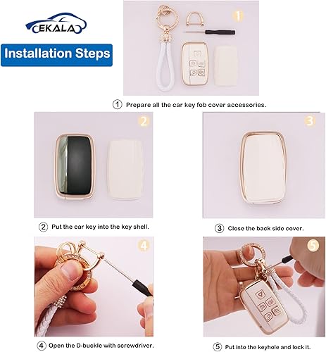 Miniatura 4 de EKALA Funda para llavero Land Rover con llavero de llavero, 5 botones de TPU suave, funda compatible con Land Rover LR4 Range Rover Sport Evoque