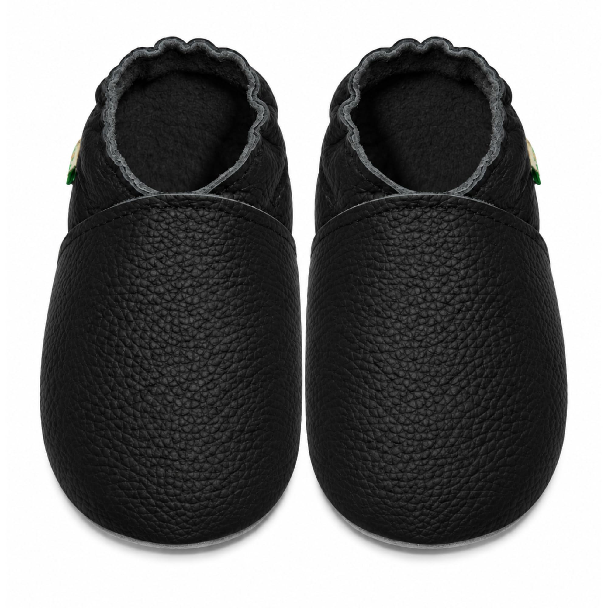 SAYOYO Premium WeichesLeder Lauflernschuhe Krabbelschuhe Babyschuhe 21/22 (12-18) L Monate,Schwarz