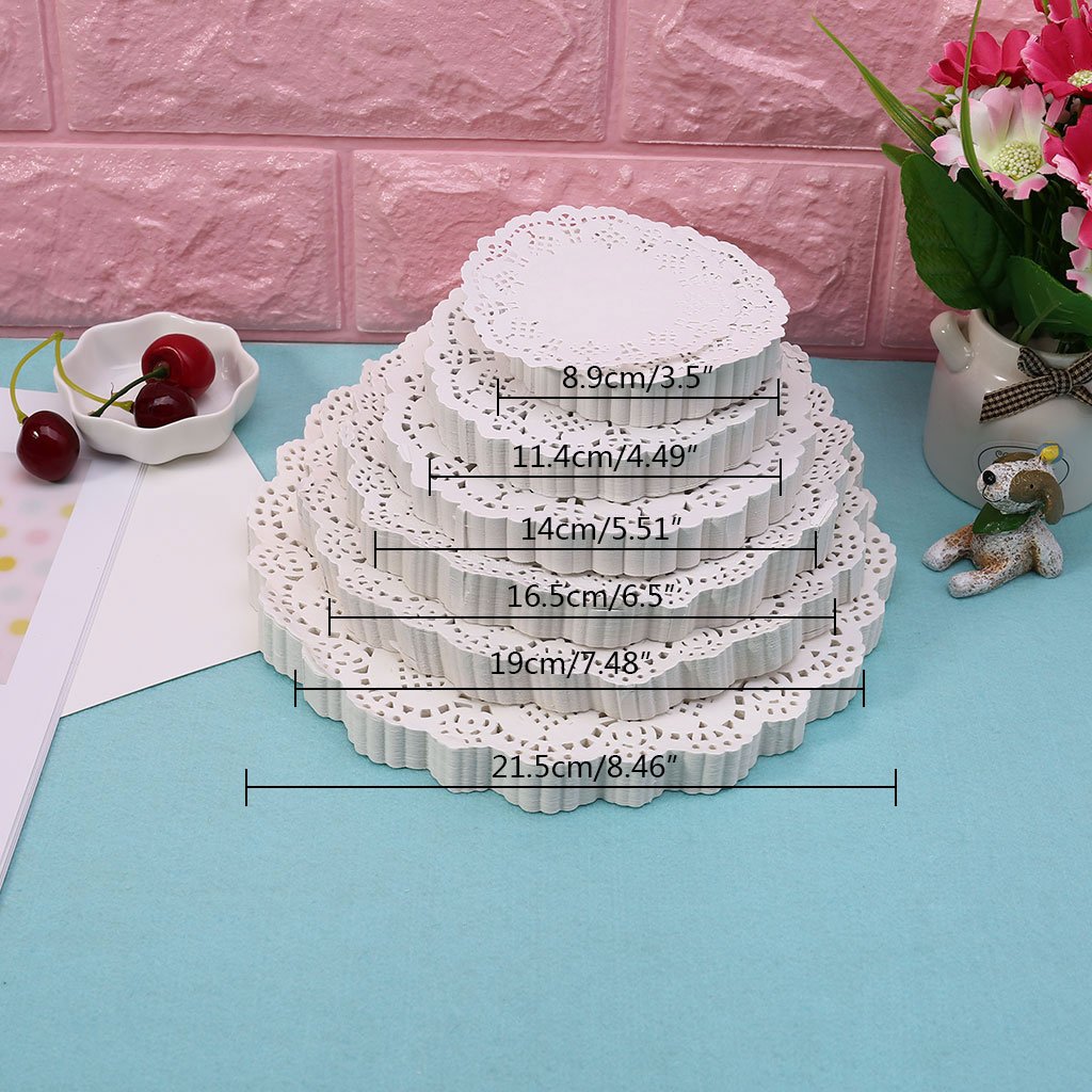 SimpleLife 200 Piezas Tapetes Redondos Encaje Papel 8.9 cm para Boda Fiesta Mesa