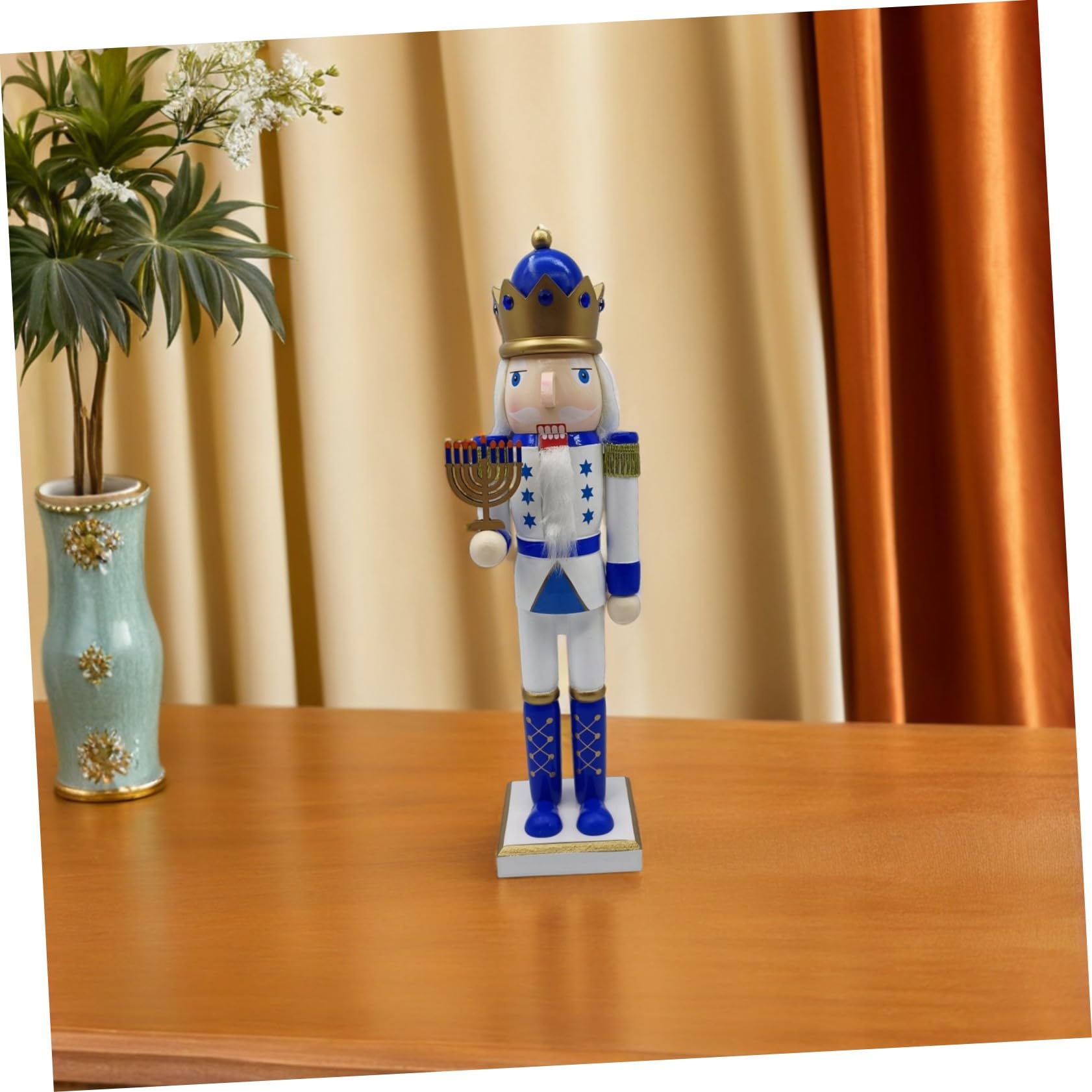 ULTECHNOVO Cascanueces de Hanukkah Madera Figura de Soldado Decoración de Mesa Letrero de Menorá Adorno Festivo Judío para Fiestas y Hogar