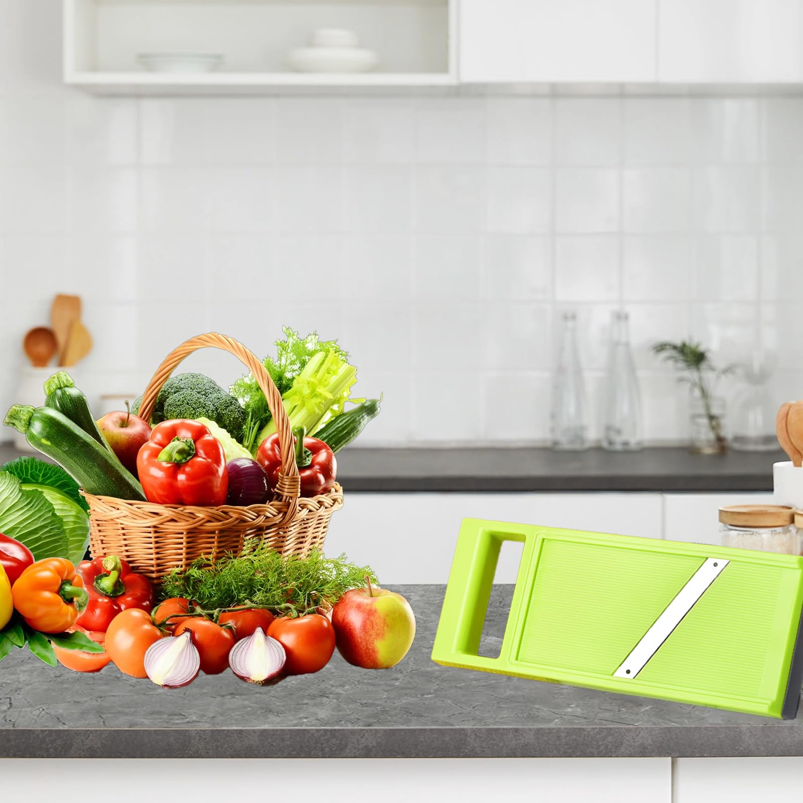 Affettatrice Manuale A V In Acciaio Inox – Mandolina Per Verdure, Con Protezione Dita, Taglio Julienne, Lavabile In Lavastoviglie, Per Patate, Carote E Frutta