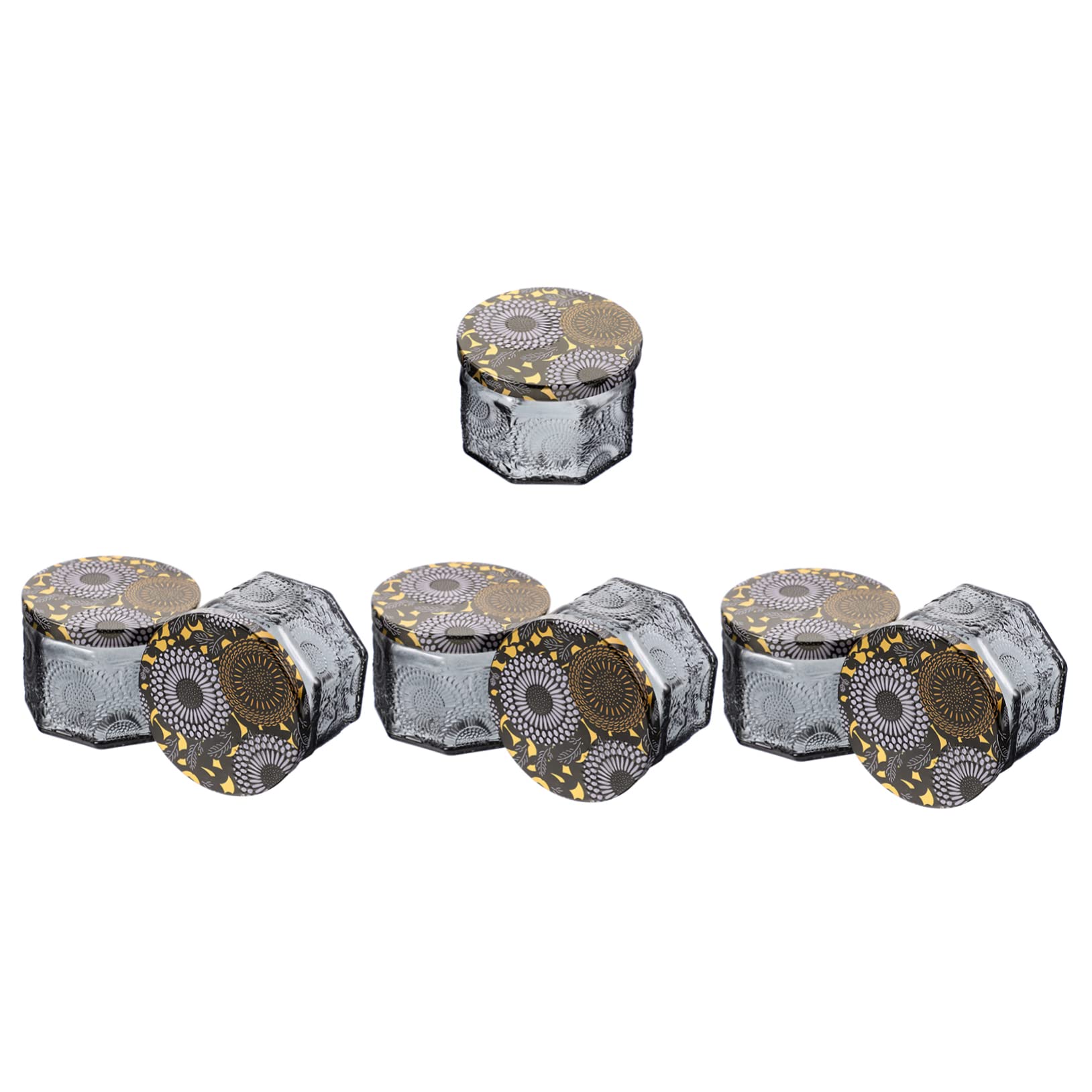 HOODANCOS 7pcs Embossed Candle Making Jars Decorative Aromatherapy Candle Holders for Home Office Yoga Event Decor