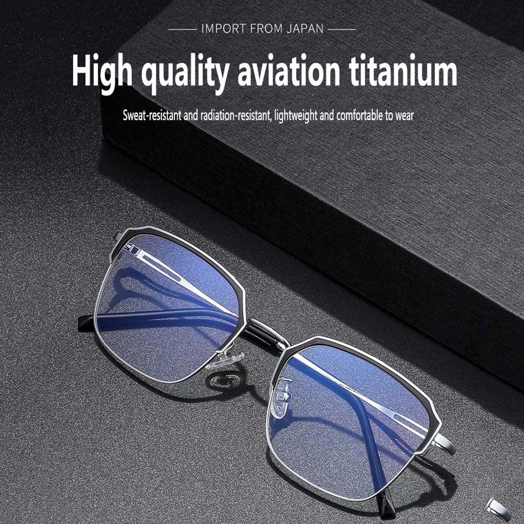 WZX Gafas de Lectura Inteligentes Que cambian de Color Gafas de Lectura Anti-Azules Gafas de Lectura de Doble Uso lejano y cercano Gafas ópticas rectangulares de Metal Lector de Tarjetas con bisagra
