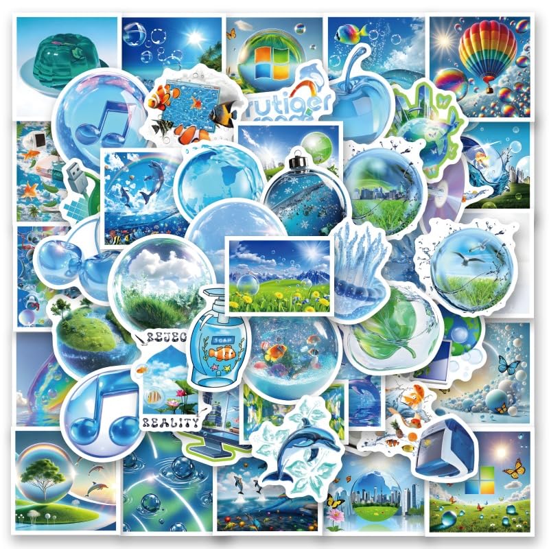 Frutiger Aero Wall Stickers 61pcs Pack | Cool Colorful Graffiti Aesthetic Stickers, High Quality Stickers Scrapbook, Journaling, Laptop, Bumper, Skateboard, Water Bottles, Suitcase,-image-28