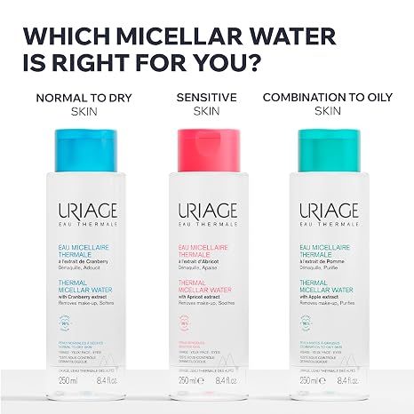 Uriage Micellar Water With Apple Extract For Combination & Oily Skin, Removes Makeup And Purifies